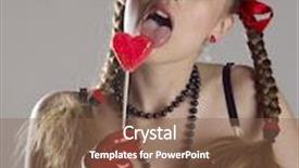  Presentation with lollypop - Presentation theme having portrait of woman wearing lignerie with a lollypop background and a violet colored foreground