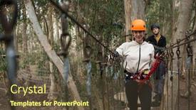  Presentation with forest bridge - Presentation theme consisting of portrait-of-woman-wearing-safety background and a tawny brown colored foreground