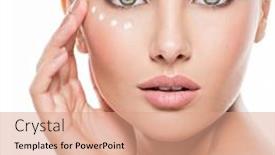  Presentation with cosmetic - Beautiful slide set featuring portrait-of-woman-with-healthy backdrop and a coral colored foreground