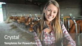  Presentation with barn - Slides having portrait of woman working in barn background and a gray colored foreground