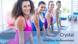  Presentation with women - Audience pleasing slide deck consisting of portrait of women doing cobra backdrop and a light blue colored foreground