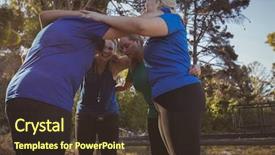 Presentation with boot camp - PPT layouts consisting of portrait of womens group forming background and a tawny brown colored foreground