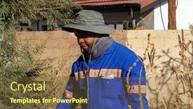  Presentation with worker - Presentation design having portrait-of-worker-african-worker background and a tawny brown colored foreground