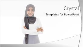  Presentation with woman muslim - Cool new presentation with portrait-of-young-adult-asian backdrop and a white colored foreground