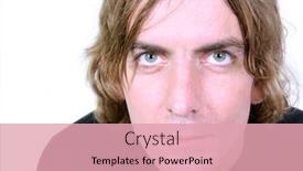 Presentation with blue eyes - Amazing presentation theme having portrait-of-young-adult-man backdrop and a coral colored foreground