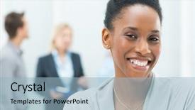  Presentation with leaders - Beautiful slide set featuring portrait of young african american backdrop and a light blue colored foreground