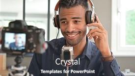  Presentation with radio - Amazing slide set having portrait-of-young-african-american backdrop and a dark gray colored foreground