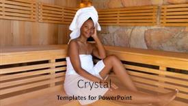  Presentation with wellbeing - Presentation theme consisting of portrait-of-young-african-american background and a coral colored foreground