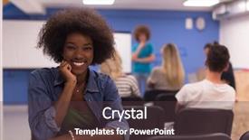  Presentation with african american startup - Colorful PPT layouts enhanced with portrait of young african american backdrop and a tawny brown colored foreground