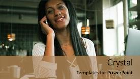  Presentation with close up of young girls - PPT layouts featuring portrait of young african woman background and a coral colored foreground