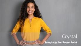  Presentation with space race - Colorful presentation design enhanced with portrait-of-young-african-woman backdrop and a gray colored foreground