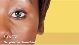  Presentation with pupil - Audience pleasing presentation design consisting of portrait-of-young-african-woman backdrop and a coral colored foreground