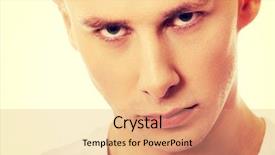  Presentation with one young man exercising handball - Slide deck consisting of portrait of young angry man background and a coral colored foreground