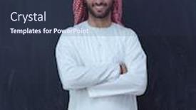  Presentation with black man fashion - Beautiful presentation theme featuring portrait-of-young-arabian-man backdrop and a tawny brown colored foreground
