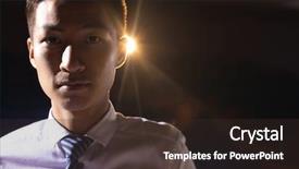  Presentation with businessman standing on maze - Slide deck having portrait of young asian businessman background and a wine colored foreground