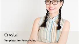  Presentation with chinese new year lunar - Audience pleasing presentation theme consisting of female in traditional qipao dress backdrop and a lemonade colored foreground