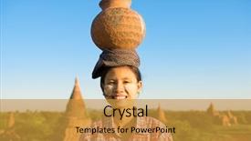  Presentation with myanmar bagan - Colorful slide set enhanced with portrait of young asian traditional backdrop and a gold colored foreground