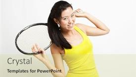  Presentation with asian - Slide deck with portrait-of-young-asian-woman background and a blonde colored foreground