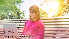  Presentation with flare - Audience pleasing slide set consisting of portrait-of-young-attractive-businesswoman backdrop and a coral colored foreground