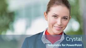  Presentation with flight attendant - Slide deck with portrait-of-young-attractive-flight background and a ocean colored foreground