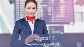  Presentation with flight attendant - Colorful PPT theme enhanced with portrait-of-young-attractive-flight backdrop and a ocean colored foreground