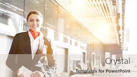  Presentation with airport boarding pass - Beautiful theme featuring portrait-of-young-attractive-passenger backdrop and a lemonade colored foreground