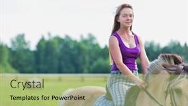  Presentation with horse riding - Colorful PPT theme enhanced with portrait-of-young-attractive-woman backdrop and a mint green colored foreground