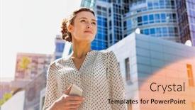  Presentation with flare - PPT theme with portrait-of-young-attractive-woman background and a coral colored foreground