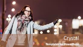  Presentation with taxi - PPT layouts featuring portrait-of-young-attractive-woman background and a red colored foreground