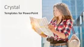  Presentation with city map - Cool new PPT layouts with portrait-of-young-attractive-woman backdrop and a sky blue colored foreground