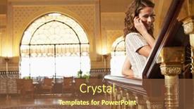  Presentation with railing - PPT theme with portrait-of-young-attractive-woman background and a tawny brown colored foreground