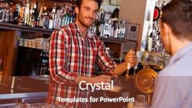  Presentation with bartender - Slide set consisting of portrait of young bartender serving background and a tawny brown colored foreground