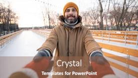  Presentation with skating - PPT theme featuring portrait-of-young-bearded-man background and a tawny brown colored foreground