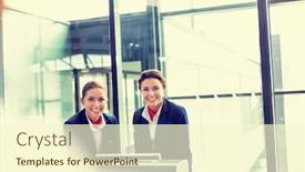  Presentation with staff - Slide deck having portrait-of-young-beautiful-airport background and a cream colored foreground