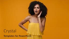  Presentation with hear - Theme consisting of portrait-of-young-beautiful-curly background and a gold colored foreground