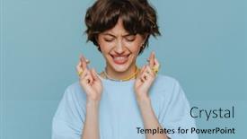  Presentation with hopeful - Presentation design with portrait-of-young-beautiful-hopeful background and a light blue colored foreground