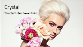  Presentation with prom - Slide set featuring portrait of young beautiful platinum background and a white colored foreground