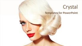  Presentation with lipstick - Colorful theme enhanced with portrait of young beautiful platinum backdrop and a cream colored foreground