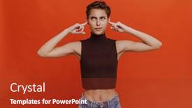  Presentation with tank - PPT theme having portrait-of-young-beautiful-short background and a tawny brown colored foreground