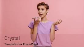  Presentation with recording - Presentation theme having portrait-of-young-beautiful-short background and a coral colored foreground