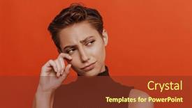  Presentation with tears - Slide deck having portrait-of-young-beautiful-short background and a tawny brown colored foreground