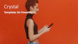  Presentation with beautiful black women smiling - Slides featuring portrait-of-young-beautiful-short background and a crimson colored foreground