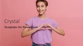  Presentation with beautiful black women smiling - PPT theme having portrait-of-young-beautiful-short background and a coral colored foreground