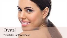  Presentation with beautiful young woman getting face - Presentation theme featuring portrait of young beautiful smiling background and a lemonade colored foreground