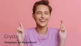  Presentation with hopeful - Slide deck consisting of portrait-of-young-beautiful-smiling background and a soft green colored foreground