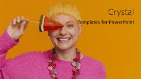  Presentation with lollipop - Slides having portrait-of-young-beautiful-stylish background and a gold colored foreground