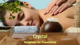  Presentation with weird spa - Colorful PPT theme enhanced with portrait of young beautiful woman in spa environment backdrop and a tawny brown colored foreground