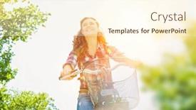  Presentation with flare - Amazing PPT theme having portrait-of-young-beautiful-woman backdrop and a cream colored foreground