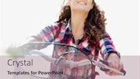  Presentation with flare - PPT layouts enhanced with portrait-of-young-beautiful-woman background and a violet colored foreground