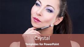  Presentation with makeup - Slide set with portrait-of-young-beautiful-woman background and a coral colored foreground